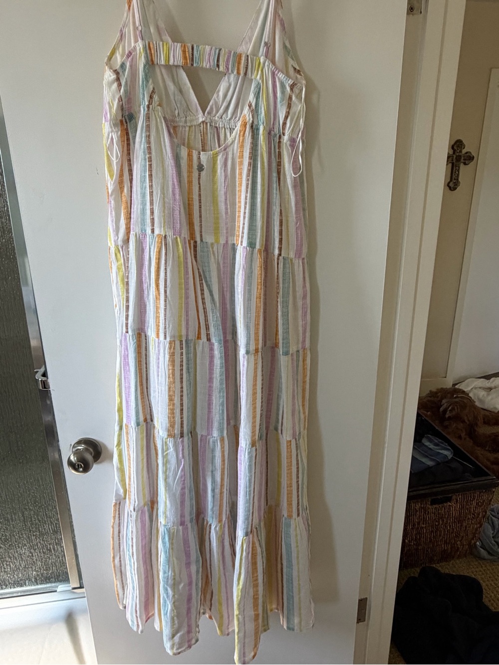 Roxy Cream Maxi Dress with Pastel Stripes
